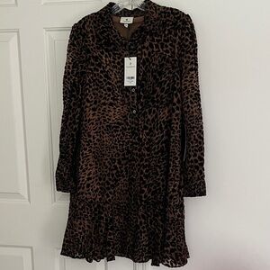 Tuckernuck Callahan Velvet Burnout Leopard Flounce Mini Dress L NEW SOLD OUT